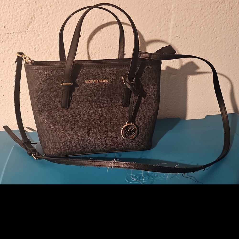Michael Kors Black Crossbody Bag with Gold Hardware